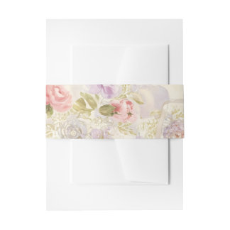 Romantisches Florales Wasserfarben-Geschenkpapier  Einladungsbanderole