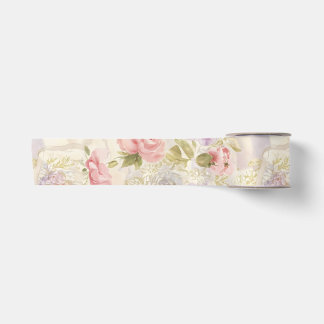 Romantisches Florales Wasserfarben-Geschenkpapier  Satinband