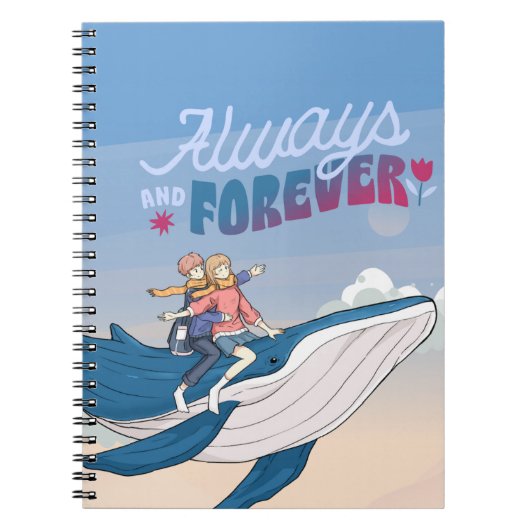 Romantisches Flying Whale-Notebook Notizblock (Vorderseite)