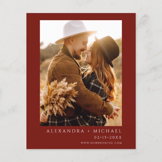 Romantisches Foto Burgund Eukalyptus Wedding Flyer (Hinten)