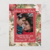 Romantisches Foto Hochzeit am Weihnachtsabend Ankündigungspostkarte (Vorderseite)