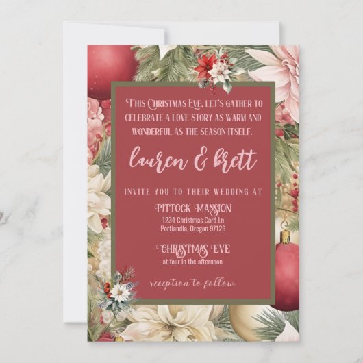 Romantisches Foto Hochzeit am Weihnachtsabend Einladung (Vorderseite)
