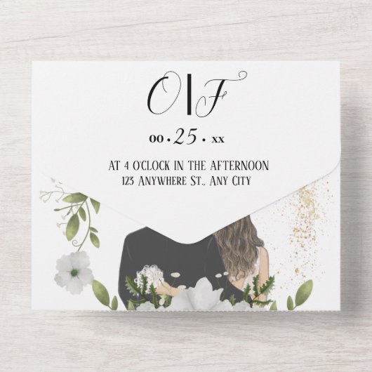 Romantisches Foto Hochzeit in einer Einladung (Rückseite)