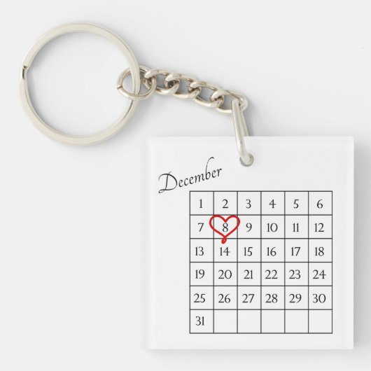 Romantisches Foto Hochzeit Kalender Valentine Gesc Schlüsselanhänger (Vorderseite)