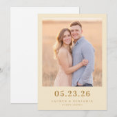 Romantisches Foto in ruhigem Beige Save The Date (Vorne/Hinten)