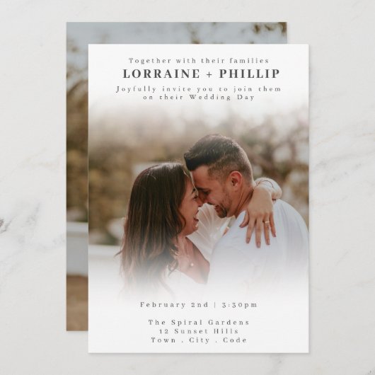 Romantisches Foto Klassische Gradienten Einladung  (Vorne/Hinten)