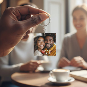 Romantisches Foto LOVE Herz Weißes Accessoire Schlüsselanhänger