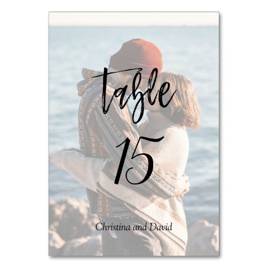 Romantisches Foto Personalisiert Moderne Hochzeit Tischnummer (Vorderseite)