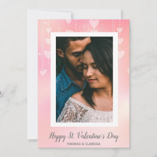 Romantisches Foto Rosa Herz Frohen Valentinstag Feiertagskarte