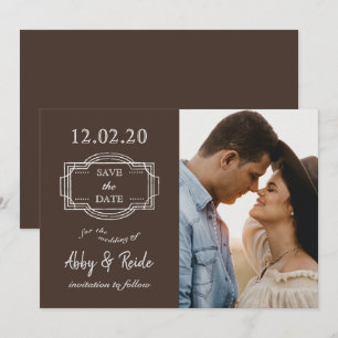 Romantisches Foto Rustikales Brown Save the Date