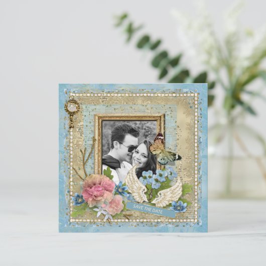 Romantisches Foto Save the Date (Stehend Vorderseite)