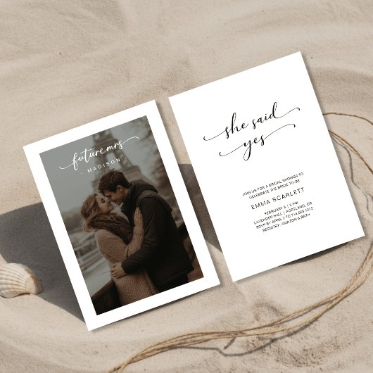 Romantisches Foto Script Future Mrs. Brautparty Einladung