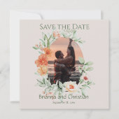 Romantisches Foto "Simple Coral Peach Cream Floral Save The Date (Vorderseite)