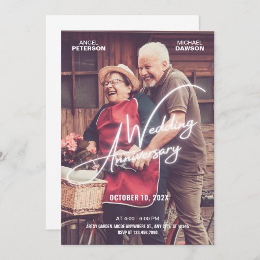 Romantisches Foto zum Hochzeitstag Einladung (Vorne/Hinten)