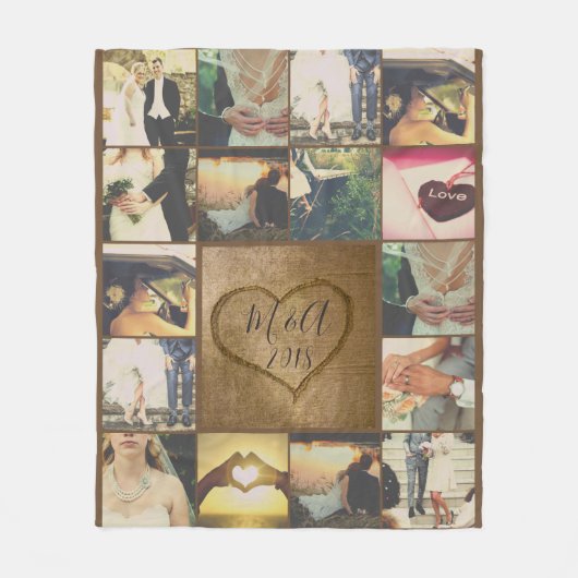 Romantisches Fotobaummonogramm Fleecedecke (Vorderseite)