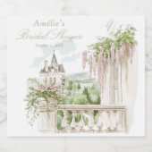 Romantisches Französischer Garten Brautparty Schaumweinetikett (Einzelnes Label)