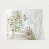 Romantisches Französischer Garten Brautparty Wandteppich (Vorderseite (Horizontal))