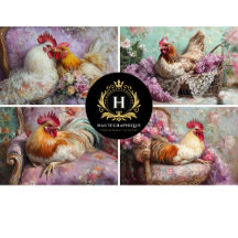 Romantisches französisches Landhuhn-Dekoupage