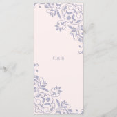 Romantisches französisches Lilac Hochzeitsmenü Menükarte (Rückseite)