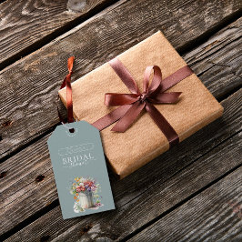 Romantisches Frühlingsblumen Vase Brautparty Geschenkanhänger