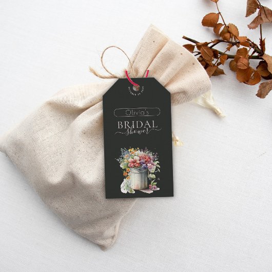 Romantisches Frühlingsblumen Vase Brautparty Geschenkanhänger