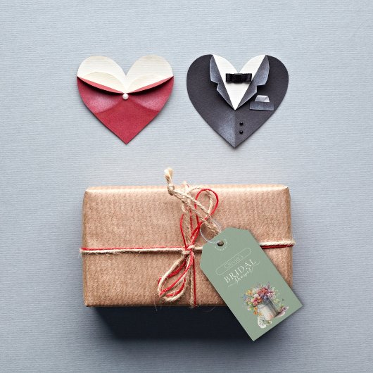 Romantisches Frühlingsblumen Vase Brautparty Geschenkanhänger