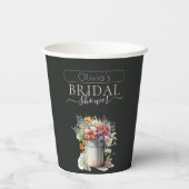 Romantisches Frühlingsblumen Vase Brautparty Pappbecher (Rückseite)