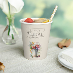 Romantisches Frühlingsblumen Vase Brautparty Pappbecher