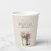 Romantisches Frühlingsblumen Vase Brautparty Pappbecher (Rückseite)