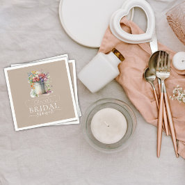 Romantisches Frühlingsblumen Vase Brautparty Serviette