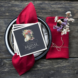 Romantisches Frühlingsblumen Vase Brautparty Serviette