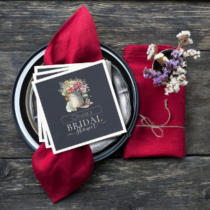 Romantisches Frühlingsblumen Vase Brautparty Serviette