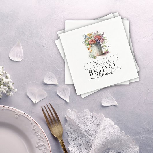 Romantisches Frühlingsblumen Vase Brautparty Serviette