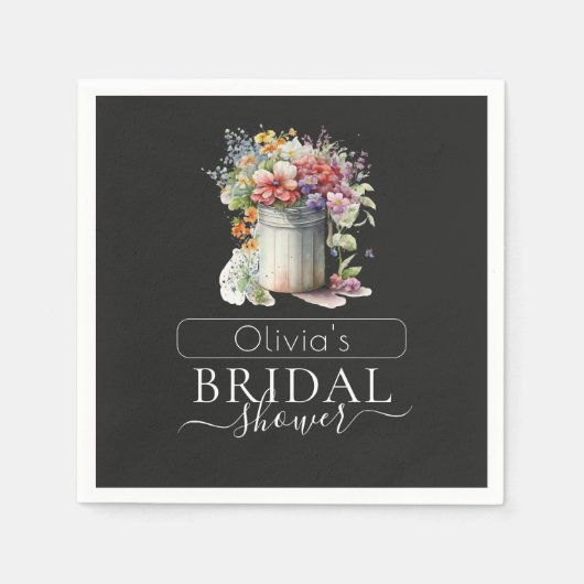 Romantisches Frühlingsblumen Vase Brautparty Serviette (Vorderseite)