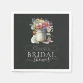 Romantisches Frühlingsblumen Vase Brautparty Serviette (Vorderseite)