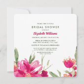 Romantisches Fuchsia Floral Watercolor-Brautparty Einladung (Rückseite)