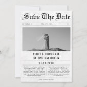 Romantisches Fun Foto Einzigartige Hochzeitzeitung Save The Date (Vorderseite)