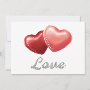 Romantisches funkelndes rotes Herz "Liebe" Glitter Einladung