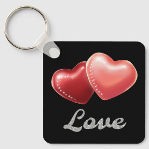Romantisches funkelndes rotes Herz "Liebe" Glitter Schlüsselanhänger