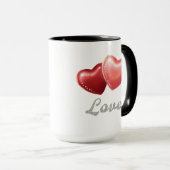 Romantisches funkelndes rotes Herz "Liebe" Glitter Tasse (VorderseiteRechts)