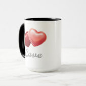 Romantisches funkelndes rotes Herz "Liebe" Glitter Tasse (Vorderseite Links)
