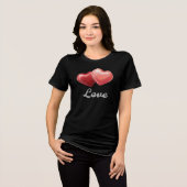 Romantisches funkelndes rotes Herz "Liebe" Glitter Tri-Blend Shirt (Vorderseite voll)