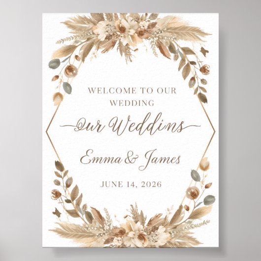 Romantisches Garten Boho Hochzeitsposter Rose Lav Poster (Vorne)