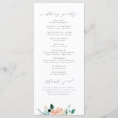 Romantisches Garten-Pfirsich-Blumen-Hochzeitsprogr Programm (Rückseite)