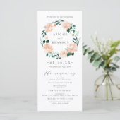 Romantisches Garten-Pfirsich-Blumen-Hochzeitsprogr Programm (Stehend Vorderseite)