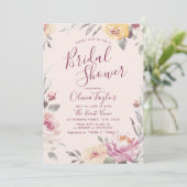 Romantisches Gartenkalligraphie-Brautparty Einladung (Stehend Vorderseite)