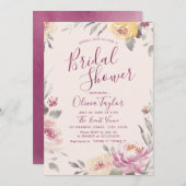 Romantisches Gartenkalligraphie-Brautparty Einladung (Vorne/Hinten)