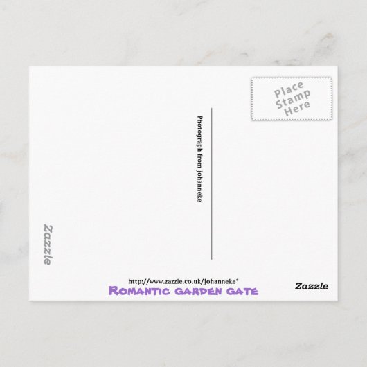 Romantisches Gartentor Postkarte (Rückseite)