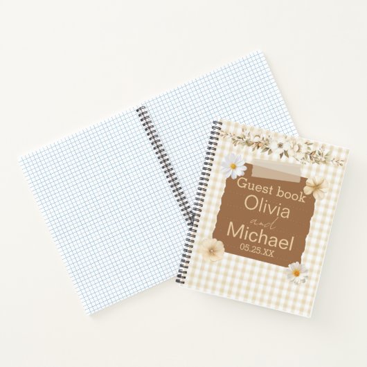 Romantisches Gästebuch mit delikater Briefmarke &  Notizblock (Innenseite)