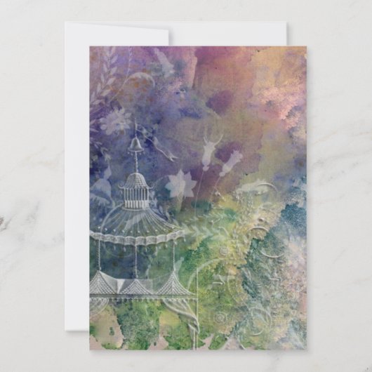 Romantisches Gazebo und Wirbel-Brautparty Einladung (Rückseite)